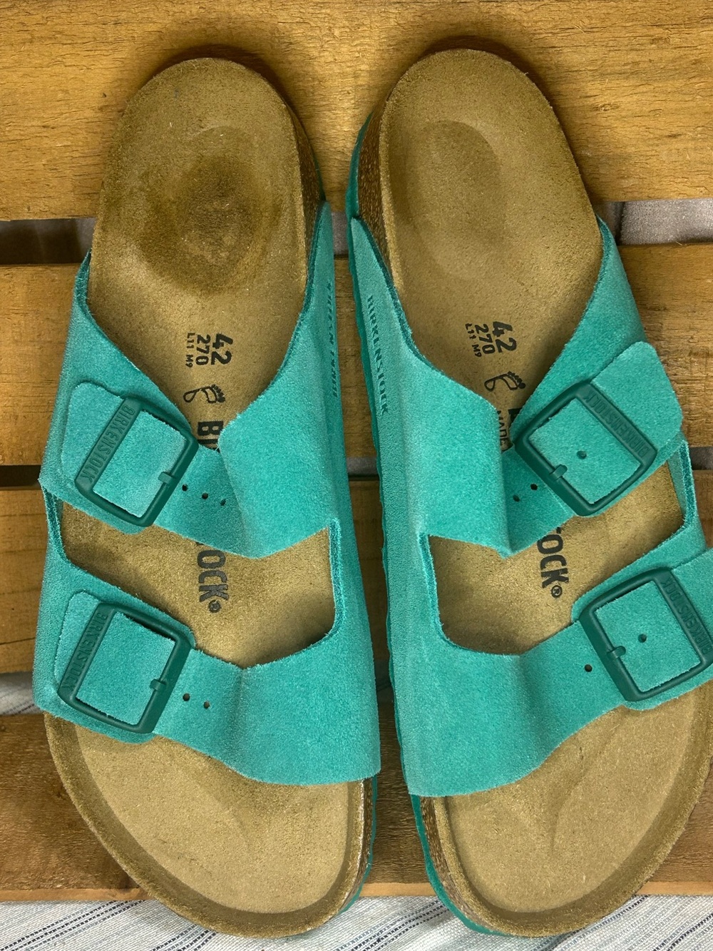 TURQUOISE BIRKENSTOCK SANDALS - Picture 2 of 4